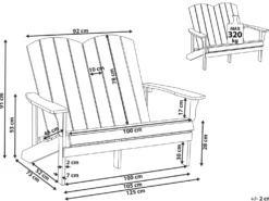 Ławka ogrodowa ADIRONDACK 125 cm Błękitny