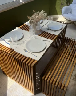 Ławka ogrodowa BELLANO 105 cm Drewno akacjowe Brązowy