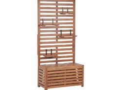 Ławka-schowek z półkami MATINO Drewno akacjowe 170 cm 80 cm Brązowy