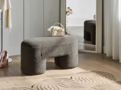 Ławka tapicerowana DECORAH Boucle Brązowy