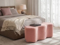 Ławka tapicerowana LITTLETON Boucle Różowy