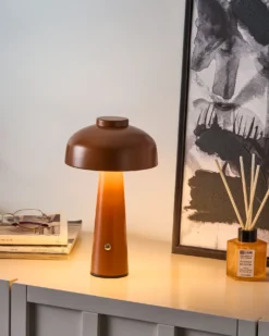 Bezprzewodowa lampa stołowa LED AGUSAN Ze ściemniaczem Metal Brązowy
