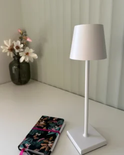 Bezprzewodowa lampa stołowa LED BACEIRO Ze ściemniaczem Metal Biały