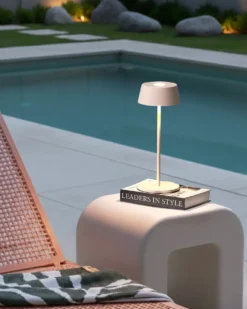 Bezprzewodowa lampa stołowa LED GUDER Ze ściemniaczem Metal Beżowy