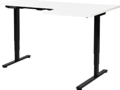 Biurko narożne regulowane elektrycznie DESTINES Biały/ czarny 160 cm 109 cm Prawostronny