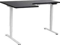 Biurko narożne regulowane elektrycznie DESTINES Czarny/ biały 160 cm 109 cm Lewostronny