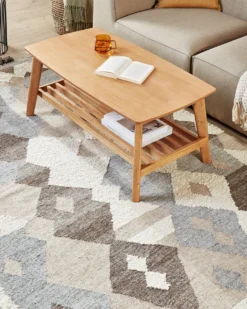 Dywan ARALEZ Beżowy 160 x 230 cm Wełna Kilim
