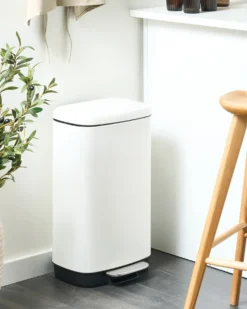 Kosz na śmieci z pedałem 30 L ECOCOLLECT Metal Biały