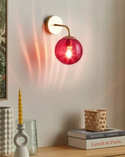 Lampa ścienna BOOMI Burgundowy Metal
