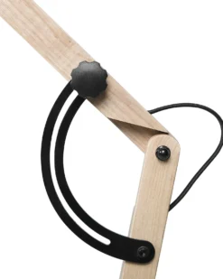 Lampa podłogowa HETTON Regulowana Drewno dębowe Czarny