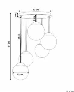 Lampa wisząca 5-punktowa RIANA Metal Mosiężny