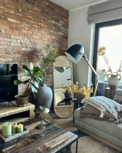 Lustro stojące BARGES 150 cm Rattan Naturalny