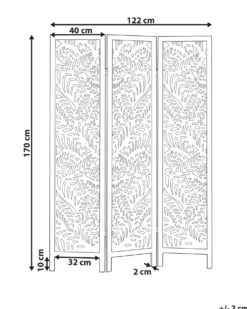 3-panelowy parawan pokojowy MELAGO Biały 122 cm 170 cm