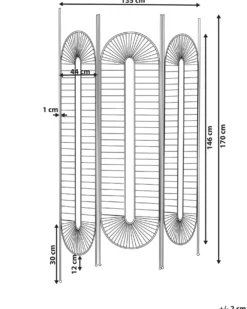 3-panelowy parawan pokojowy NOALE Złoty 135 cm 170 cm