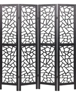 4-panelowy parawan pokojowy PIANLARGO Czarny 163 cm 170 cm