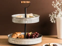 2-poziomowa patera na ciasto KOUIGN Srebrny