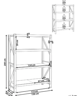 Regał magazynowy FIUGGI Metal 200 cm 150 cm Pomarańczowy