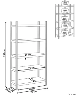 Regał magazynowy XITTA Metal 150 cm 75 cm Srebrny