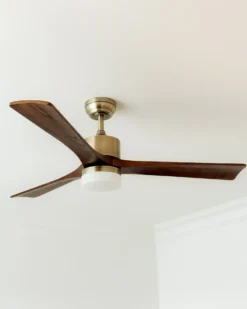 Wentylator sufitowy z lampą ARUWIMI Z pilotem LED Mosiężny
