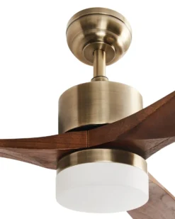 Wentylator sufitowy z lampą ARUWIMI Z pilotem LED Mosiężny