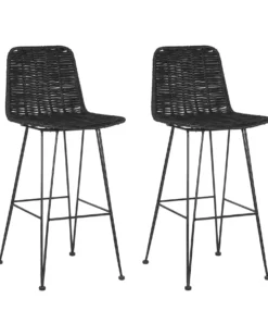 Zestaw 2 krzeseł barowych CASSITA Rattan Czarny