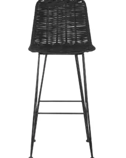 Zestaw 2 krzeseł barowych CASSITA Rattan Czarny