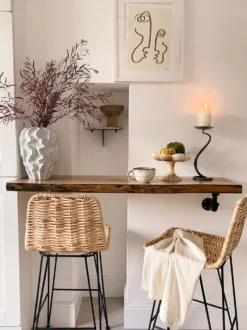 Zestaw 2 krzeseł barowych CASSITA Rattan Naturalny
