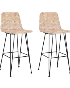 Zestaw 2 krzeseł barowych CASSITA Rattan Naturalny