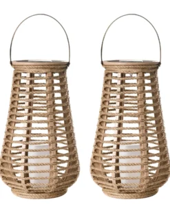 Zestaw 2 lampionów solarnych GWAYI 34 cm Naturalny