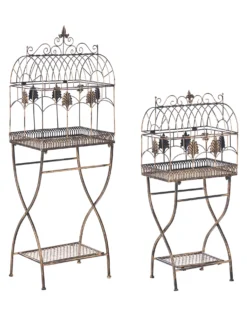 Zestaw 2 regałów z półkami SICILY Metal 122/90 cm 43/37 cm Czarny